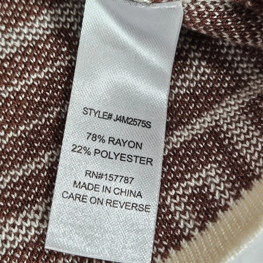Jolie & Joy Womens Brown Cream Greek Key Geometric Knit Top J4M2575S Small